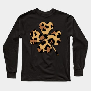 St Patricks Day Leopard, Leopard Shamrock ,Clover, Irish Long Sleeve T-Shirt